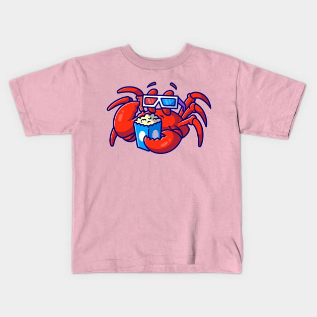 Cute Crab Watching Movie Cartoon Kids T-Shirt by Catalyst Labs